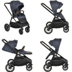 Cangaroo Kombikinderwagen Celebrity 2 in 1 Stoßdämpfer PU-Rollen Wickeltasche dunkelgrau