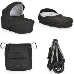 Cangaroo Kombikinderwagen Unique 3 in 1 Babyschale Stoßdämpfer PU-Räder Tasche schwarz