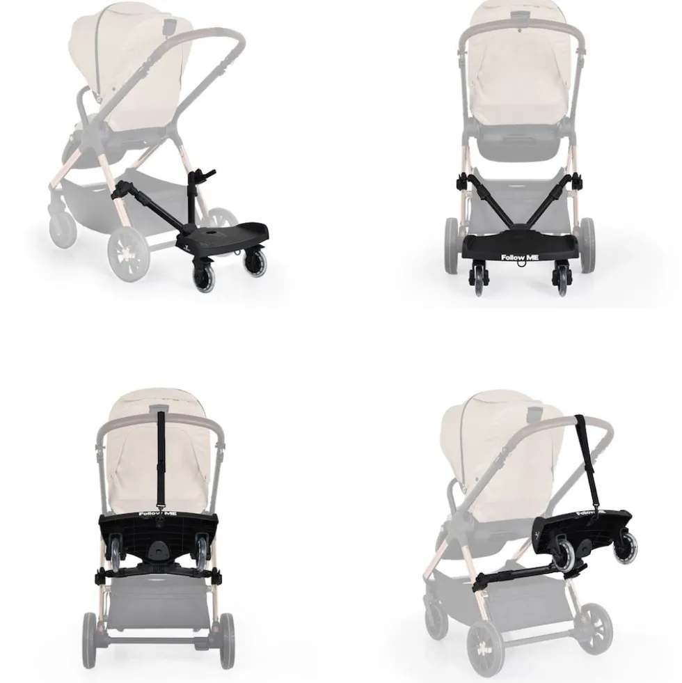 Cangaroo Trittbrett Follow me faltbar, universelle Montage, Kinderwagenaufsatz schwarz