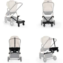 Cangaroo Trittbrett Follow me faltbar, universelle Montage, Kinderwagenaufsatz schwarz