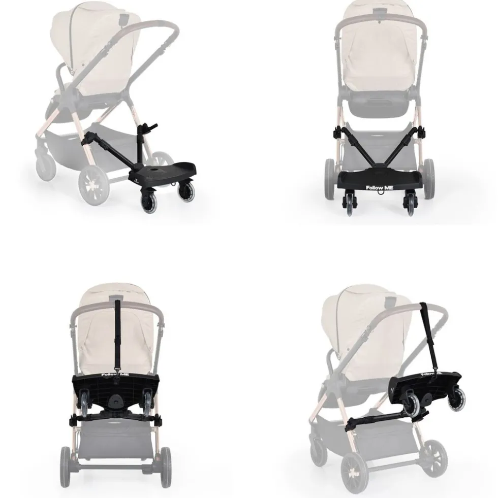 Cangaroo Trittbrett Follow me faltbar, universelle Montage, Kinderwagenaufsatz schwarz