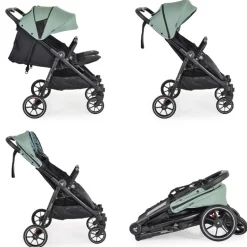 Cangaroo Zwillingskinderwagen 2Gether, Fußabdeckungen, Aluminiumrahmen, faltbar grün