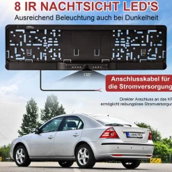 CARMATRIX Funk Rückfahrkamera Digital im Nummernschildhalter mit 4,3