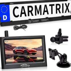 CARMATRIX Funk Rückfahrkamera Digital im Nummernschildhalter mit 4,3