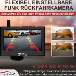 CARMATRIX Funk Rückfahrkamera Digital im Nummernschildhalter mit 4,3