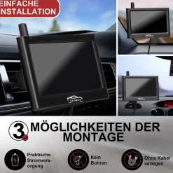 CARMATRIX Funk Rückfahrkamera Digital im Nummernschildhalter mit 4,3