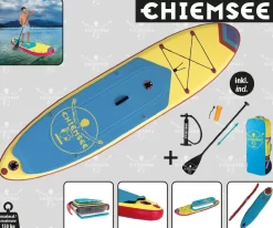 Chiemsee - SUP-Set inkl. Board, Paddel, Pumpe, Leash & Rucksack (gelb/blau) Stand-Up Paddle