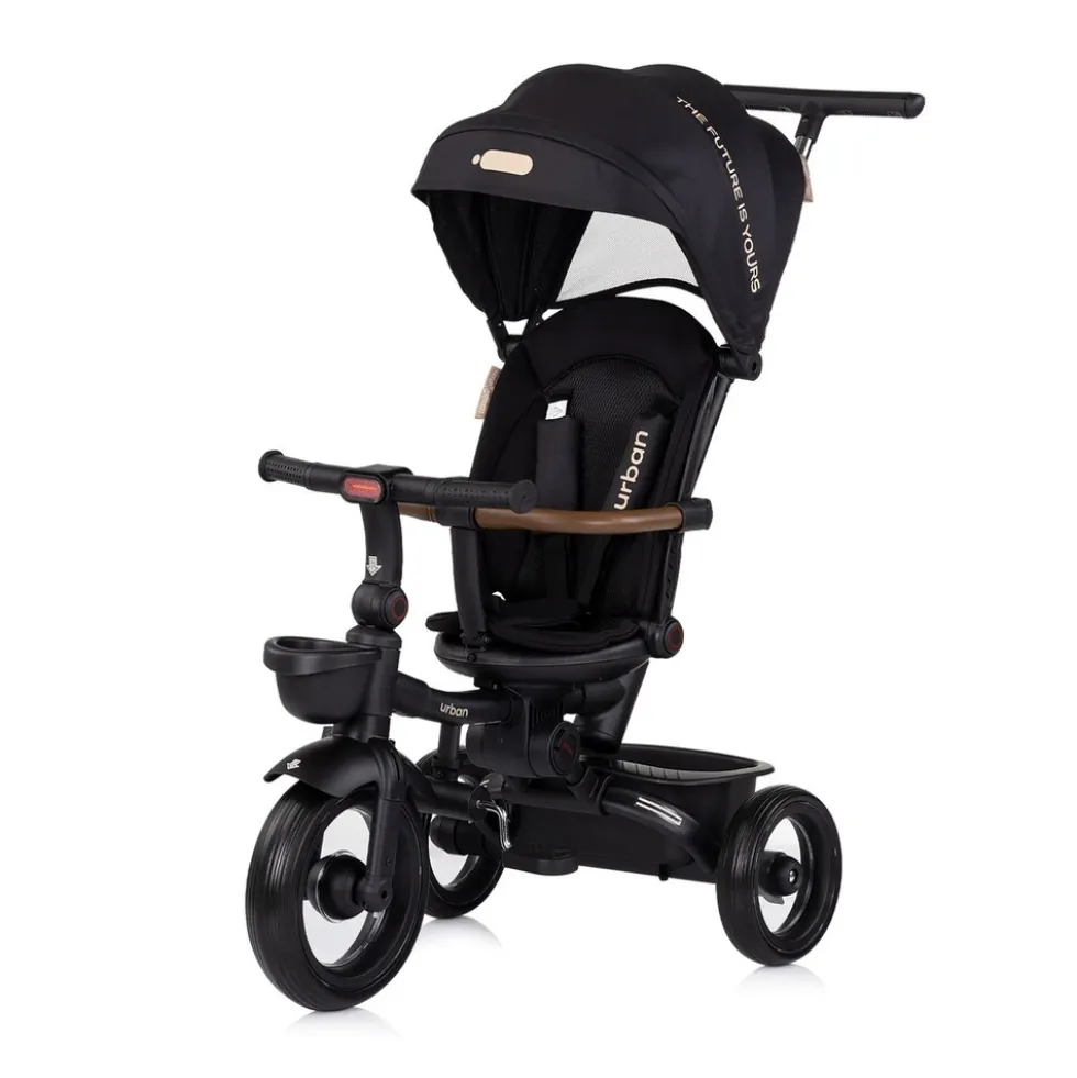 Chipolino Dreirad, Tricycle Urban Lenker mit Licht, klappbar, Sitz drehbar, Korb schwarz