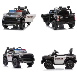 Chipolino Kinder Elektroauto Ford Police Bluetooth, Fernbedienung, Gurt, MP3 schwarz