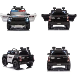 Chipolino Kinder Elektroauto Ford Police Bluetooth, Fernbedienung, Gurt, MP3 schwarz