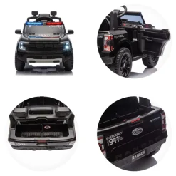 Chipolino Kinder Elektroauto Ford Police Bluetooth, Fernbedienung, Gurt, MP3 schwarz