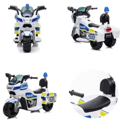 Chipolino Kinder Elektromotorrad Polizei 3 Räder Scheinwerfer Musikfunktion weiß blau