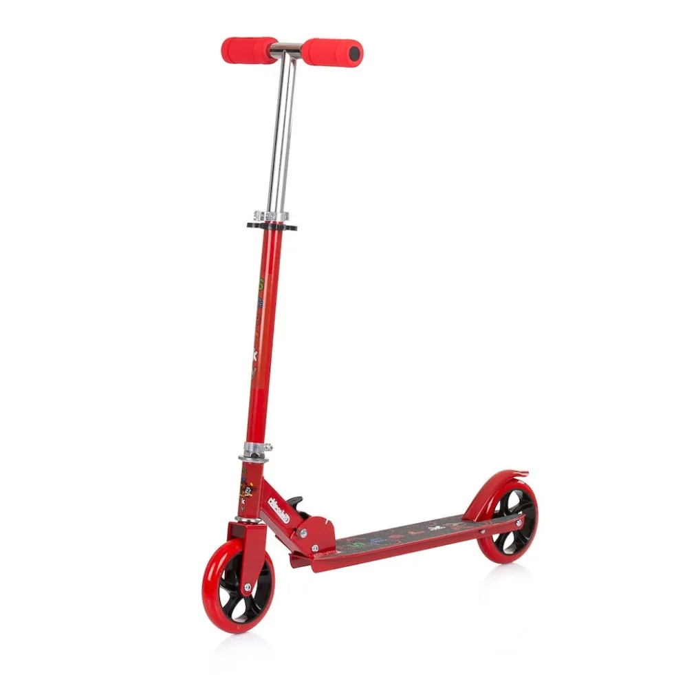 Chipolino Kinderroller Sharky klappbar PU Räder ABEC-7 Lager Bremse verstellbar rot