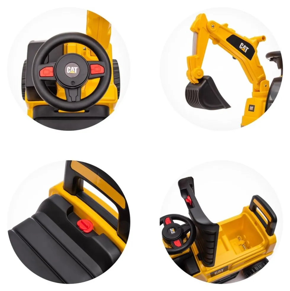 Chipolino Kinder Rutschauto CAT Excavator Bagger Schaufel Staufach ab 12 Monaten gelb