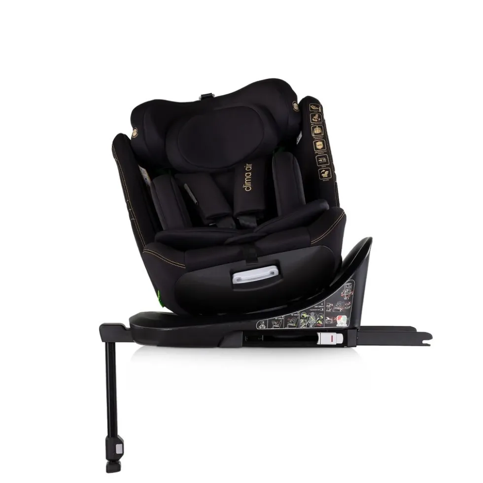 Chipolino Kindersitz Clima Air i-Size (40-150 cm) Isofix Lüftungs-Heizfunktion schwarz