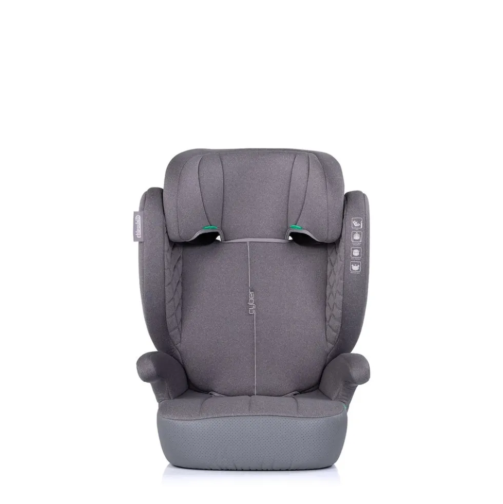 Chipolino Kindersitz Cyber i-Size (100-150cm) Sitzerhöhung, höhenverstellbar grau
