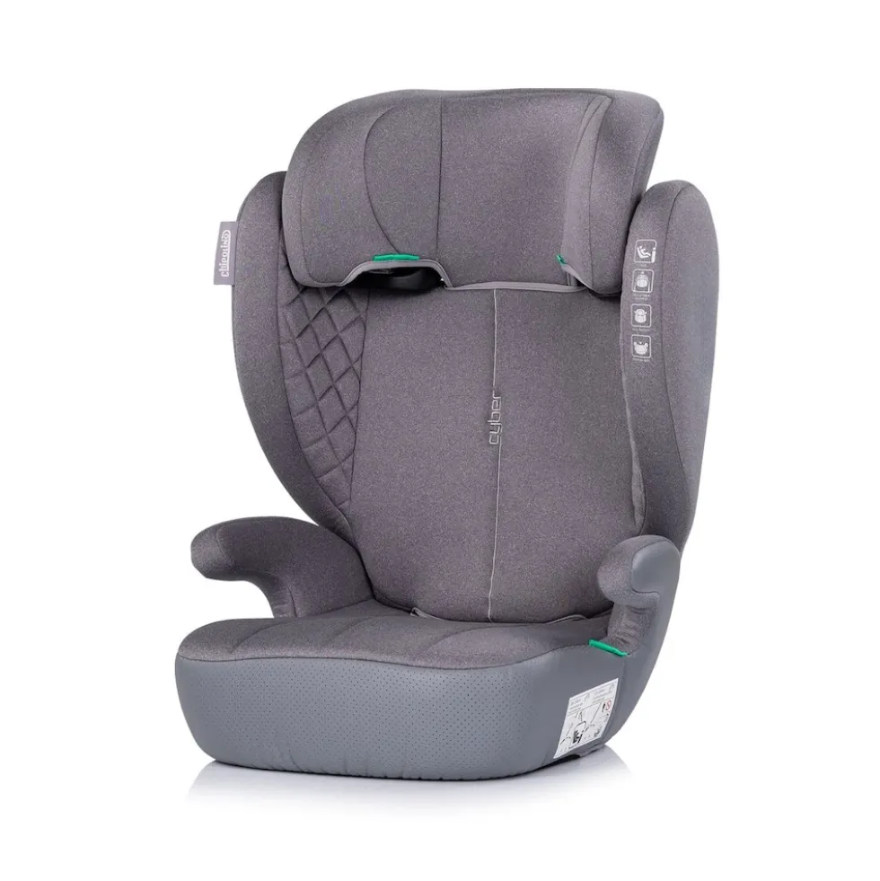 Chipolino Kindersitz Cyber i-Size (100-150cm) Sitzerhöhung, höhenverstellbar grau