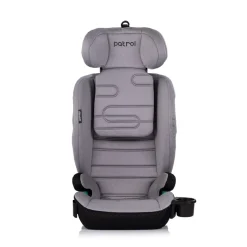 Chipolino Kindersitz Patrol i-Size Isofix (100-150cm) Kopfstütze Getränkehalter grau