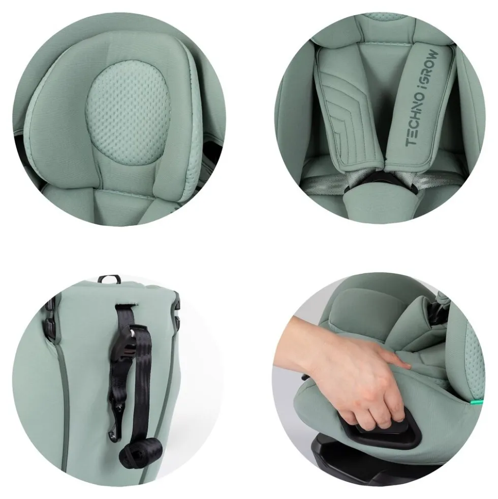 Chipolino Kindersitz Techno iGROW i-Size (40-150cm) Isofix Top Tether Kopfstütze grün