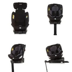 Chipolino Kindersitz Tourino i-Size (40-150cm) Isofix, höhenverstellbar, drehbar schwarz/grau