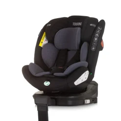 Chipolino Kindersitz Tourino i-Size (40-150cm) Isofix, höhenverstellbar, drehbar schwarz/grau