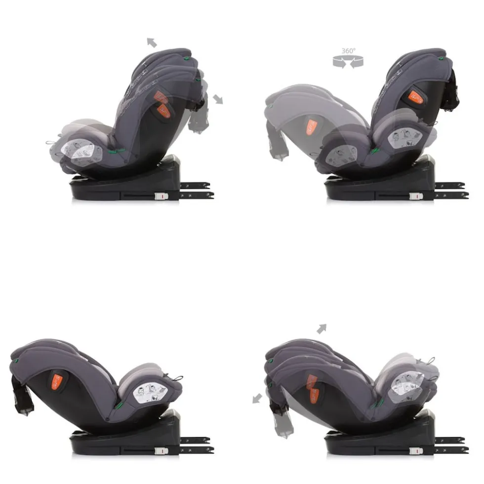 Chipolino Kindersitz Volare i-Size (40-150cm) Isofix, drehbar, SPS, Top Tether grau