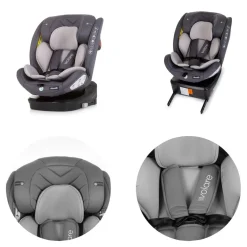 Chipolino Kindersitz Volare i-Size (40-150cm) Isofix, drehbar, SPS, Top Tether grau