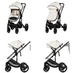 Chipolino Kinderwagen 3 in 1 Amore Babyschale Adapter Wickeltasche Fußabdeckung beige-schwarz