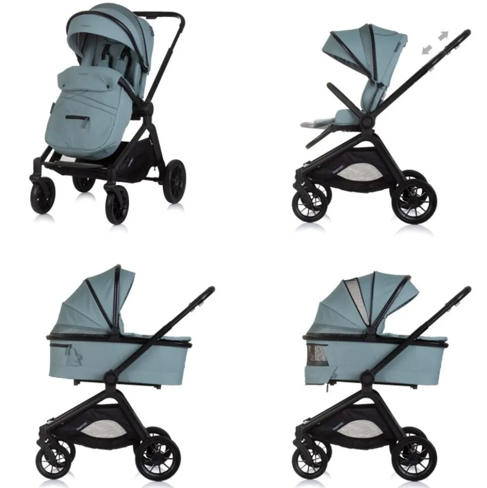 Chipolino Kombikinderwagen Magnum 3 in 1 Babywanne Sportsitz i-Size Babyschale grün