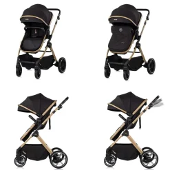Chipolino Kombikinderwagen Pearl 2 in 1 umbaubar Rucksack Fußsack Korb Federung schwarz