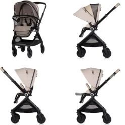 Chipolino Kombikinderwagen Elite 2 in 1 next GEN klappbar Fußsack Moskitonetz beige