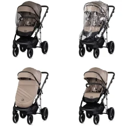Chipolino Kombikinderwagen 3 in 1 Imperium Babyschale Babywanne Tasche Korb Gurt beige