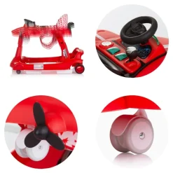 Chipolino Lauflernhilfe Airplane 3 in 1 Lauflernwagen, Musik, Schiebespielzeug rot