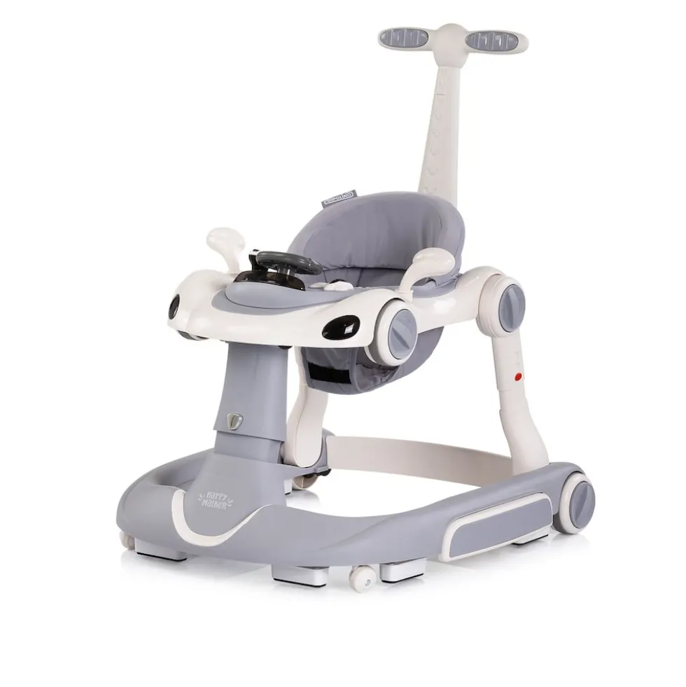 Chipolino Lauflernhilfe Happy Walker 5 in 1 Schaukelfunktion Musik Lichter Räder grau