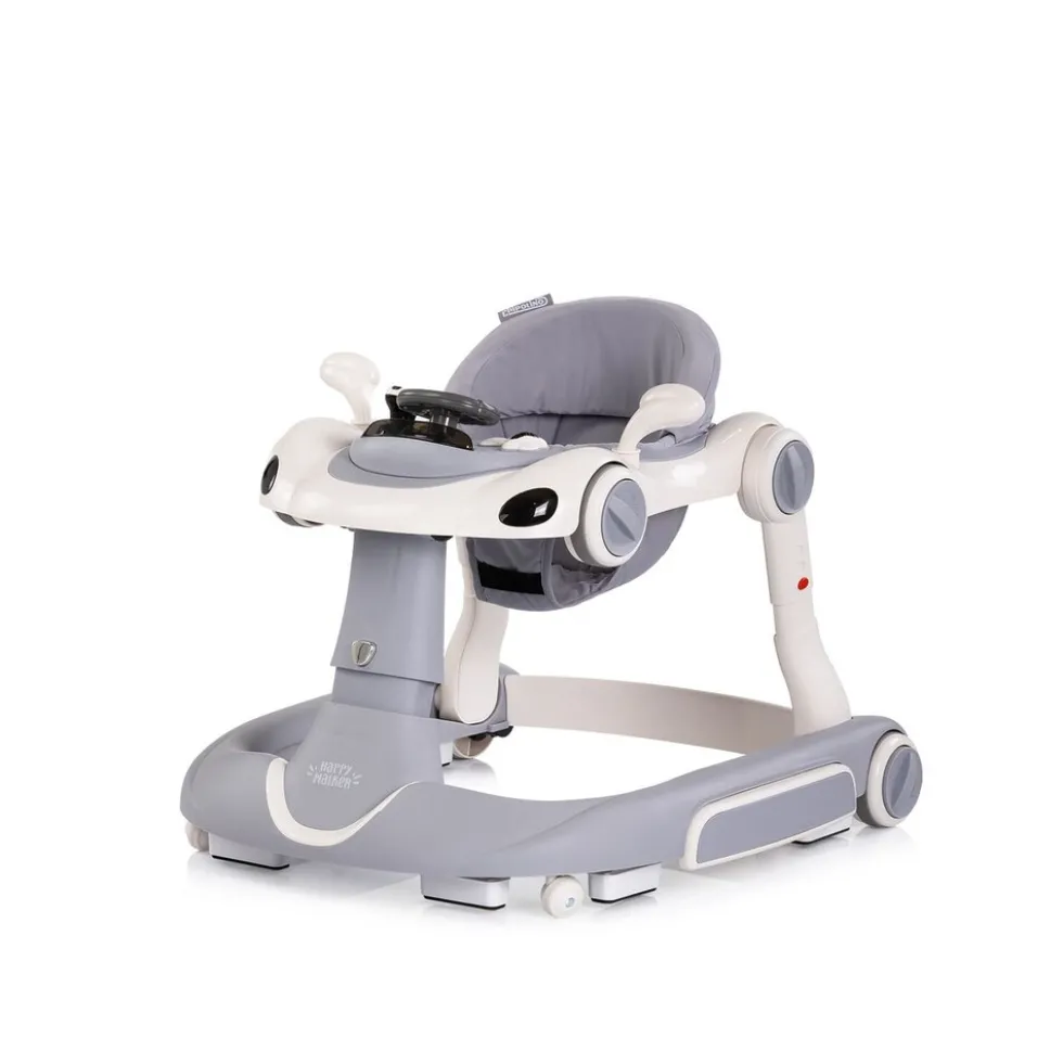 Chipolino Lauflernhilfe Happy Walker 5 in 1 Schaukelfunktion Musik Lichter Räder grau