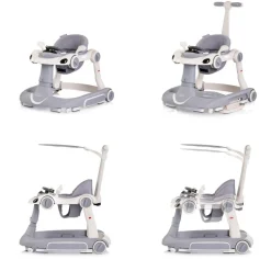 Chipolino Lauflernhilfe Happy Walker 5 in 1 Schaukelfunktion Musik Lichter Räder grau