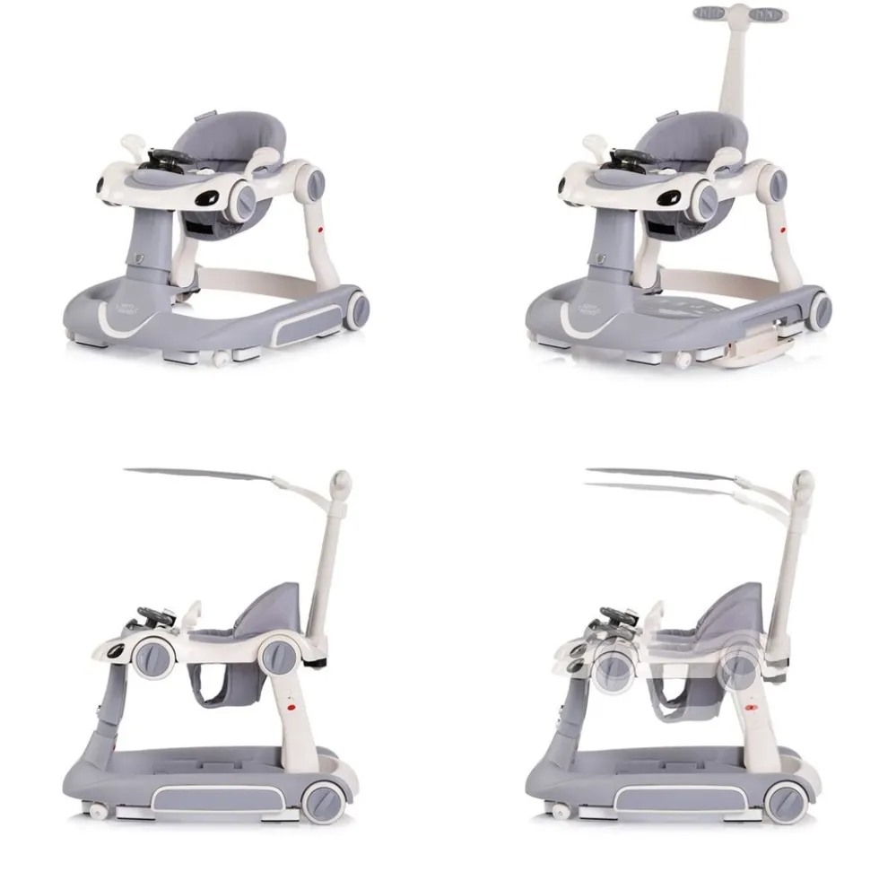 Chipolino Lauflernhilfe Happy Walker 5 in 1 Schaukelfunktion Musik Lichter Räder grau