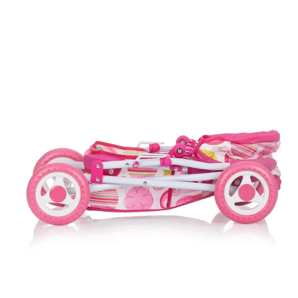 Chipolino Puppenwagen Emily Tasche, Sonnendach verstellbar, zusammenklappbar rosa pink