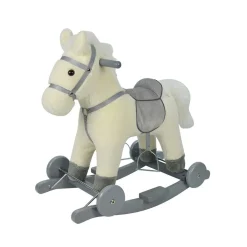 Chipolino Schaukelpferd Sound, mit Räder, sattelförmiger Sitz, Holzgriffe Plüsch beige