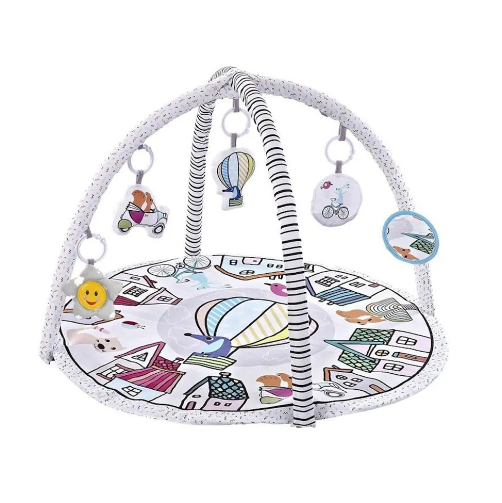 Chipolino Spielbogen Tiere, Musikfunktion, 5 Hängespielzeuge, Krabbeldecke weiß