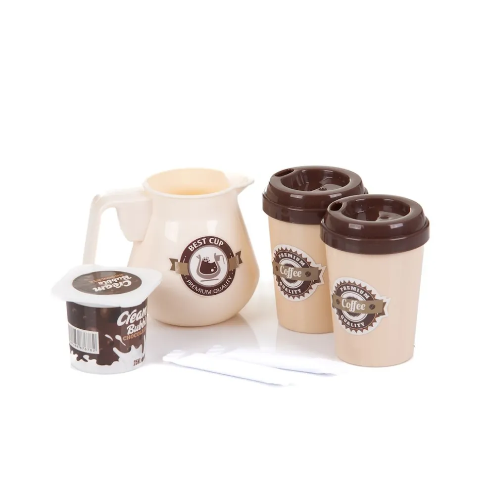 Chipolino Spielzeug Coffee Shop 41-teilig Kartengerät Kaffeemaschine Becher Geld braun