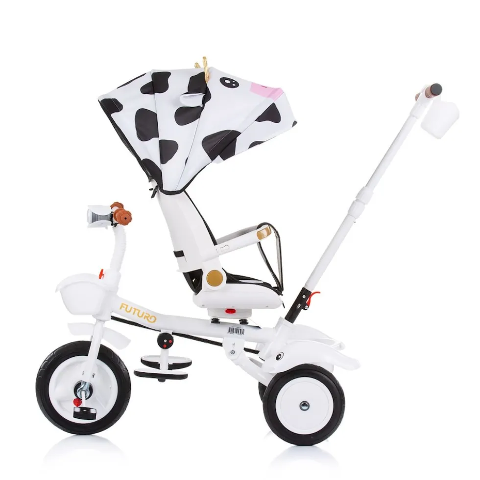 Chipolino Tricycle Futuro 2 in 1 faltbar, Becherhalter, Musik, Licht, PU-Räder schwarz weiß