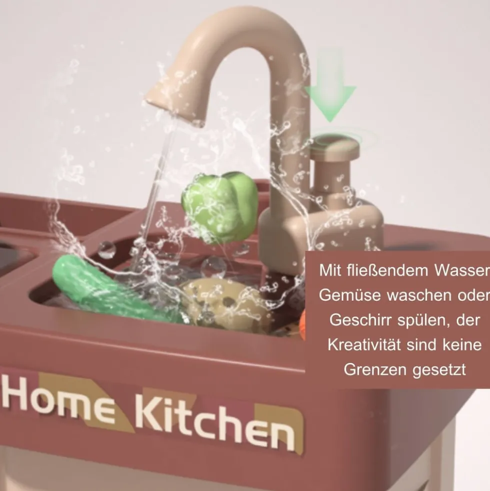 Coemo Kinderküche Jasmin Spielküche mit viel Zubehör Farbe Braun