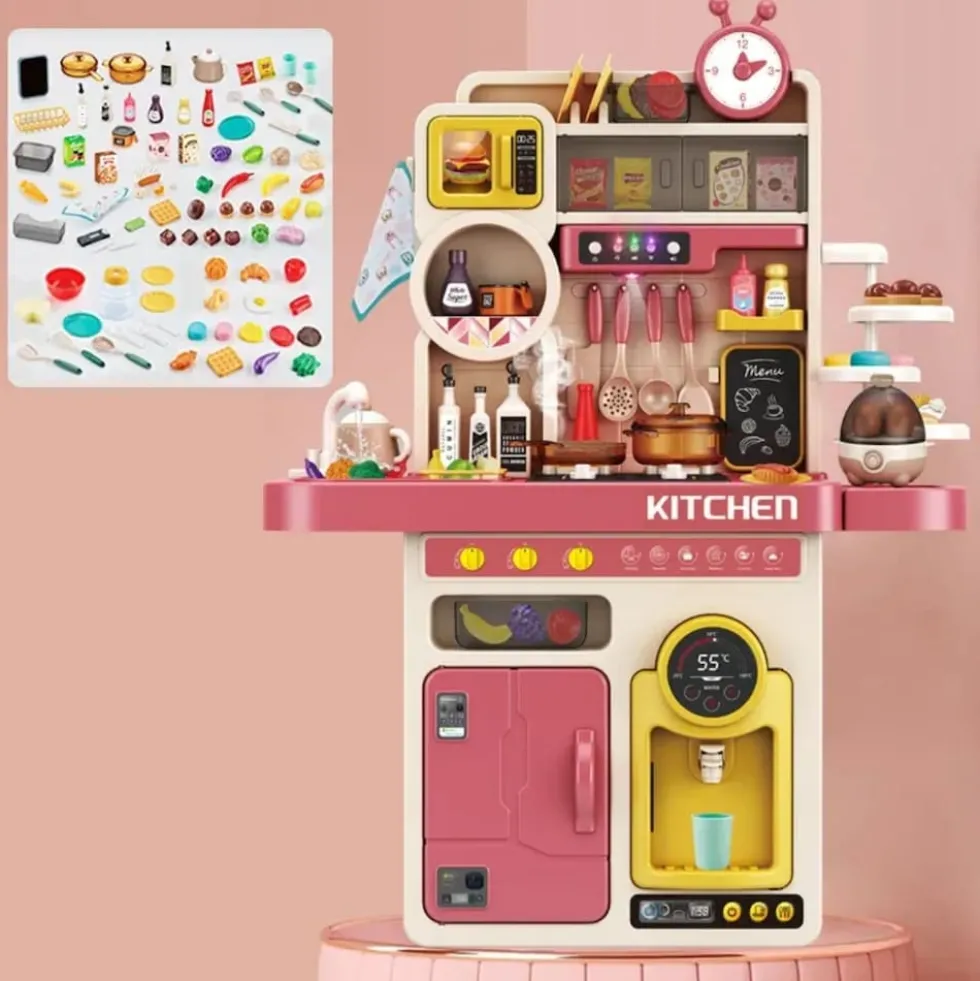 Coemo Kinderküche Tony Spielküche ROSA mit viel Zubehör