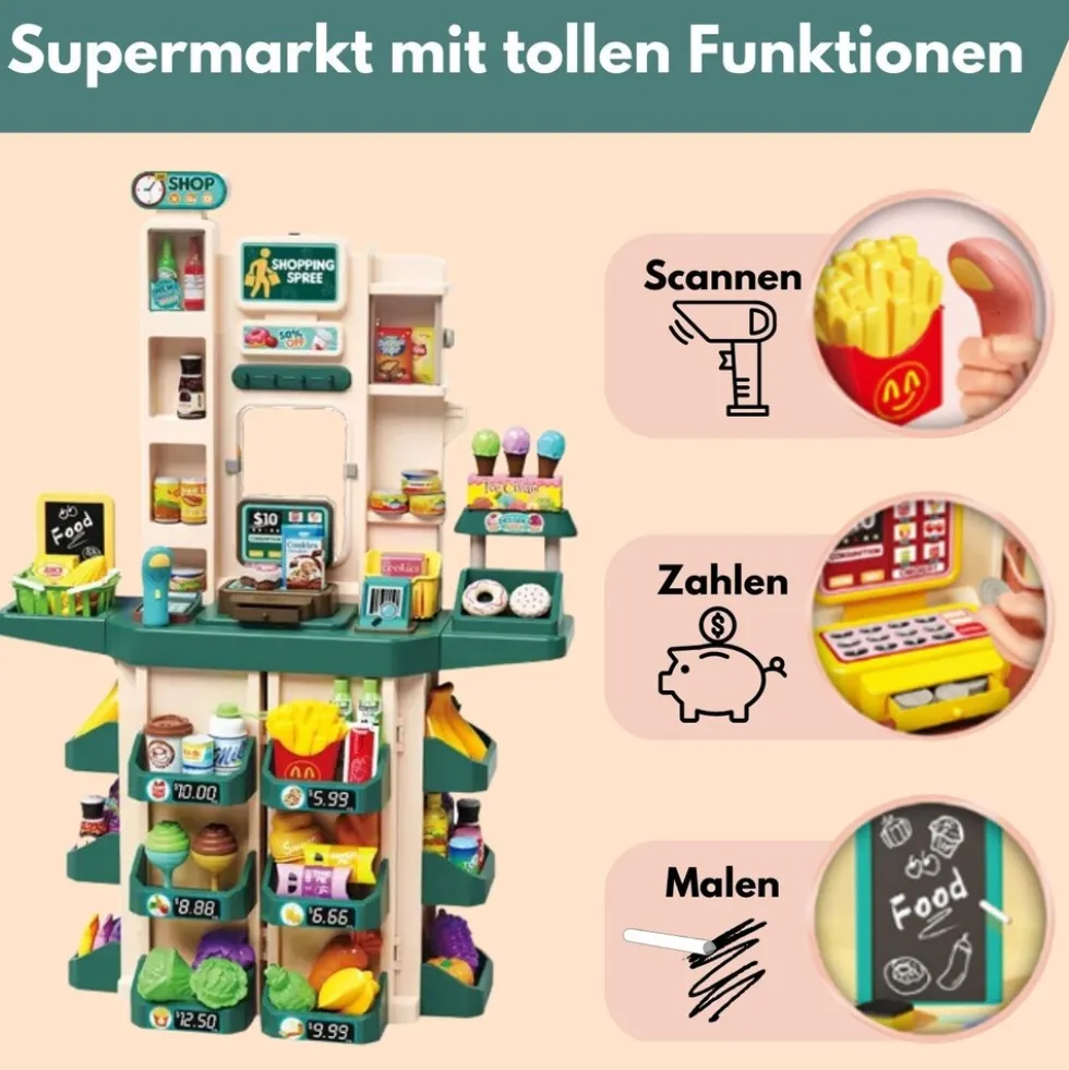 Coemo Supermarkt Florian Kaufladen TÜRKIS mit viel Zubehör