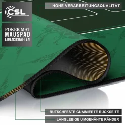 CSL Pokermatte XL Tischauflage für Poker 90 x 40cm / Kartenspiel Matte /Pokertisch Auflage