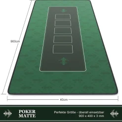 CSL Pokermatte XL Tischauflage für Poker 90 x 40cm / Kartenspiel Matte /Pokertisch Auflage