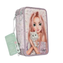 Depesche 3-Fach Federtasche BLOOMING KITTY TOPModel 7,5 x 13 x 20 cm