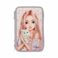 Depesche 3-Fach Federtasche BLOOMING KITTY TOPModel 7,5 x 13 x 20 cm