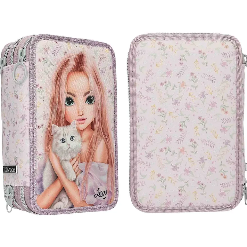 Depesche 3-Fach Federtasche BLOOMING KITTY TOPModel 7,5 x 13 x 20 cm
